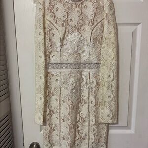Elegant Lace Dress in Cream and White